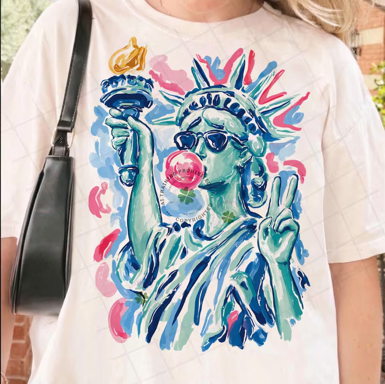 Statue of Liberty W/ Bubble Gum • ADULT Comfort Color T-Shirt