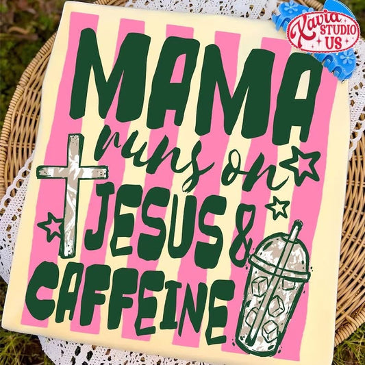 Mama runs in JESUS & CAFFEINE • ADULT Comfort Color T-Shirt