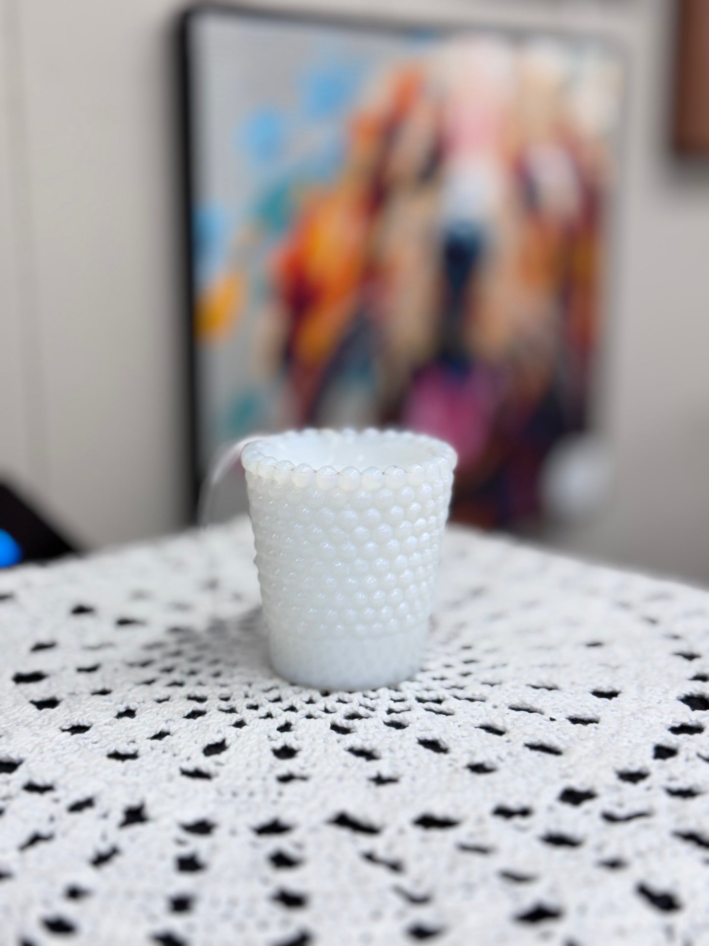 Hobnail Milk Glass Toothpick/Match Holder