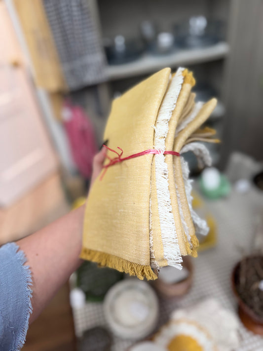 (8) Large Mustard Yellow Napkins