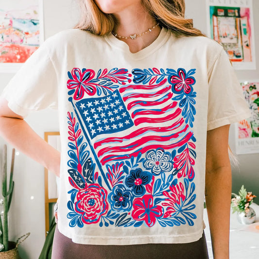 Floral Flag • ADULT Comfort Color T-Shirt