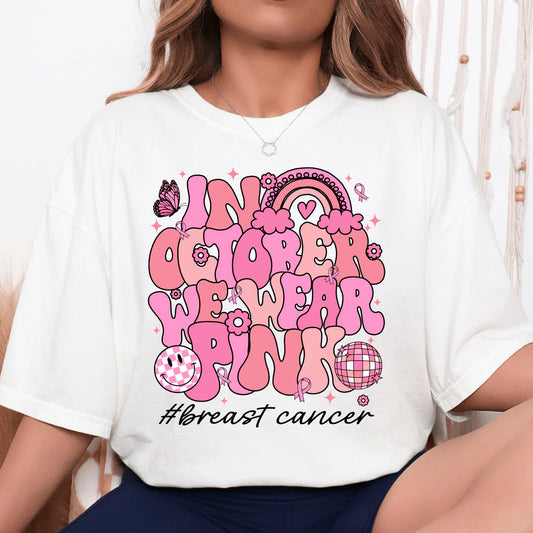 In October We Wear Pink Retro  • ADULT Comfort Color T-Shirt