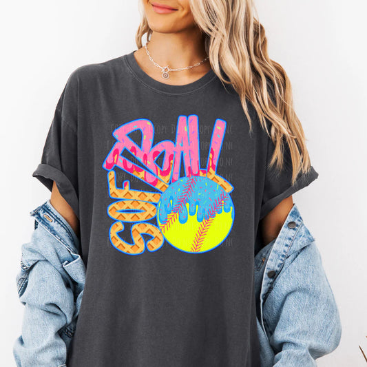 Softball Drip  • ADULT Comfort Color T-Shirt